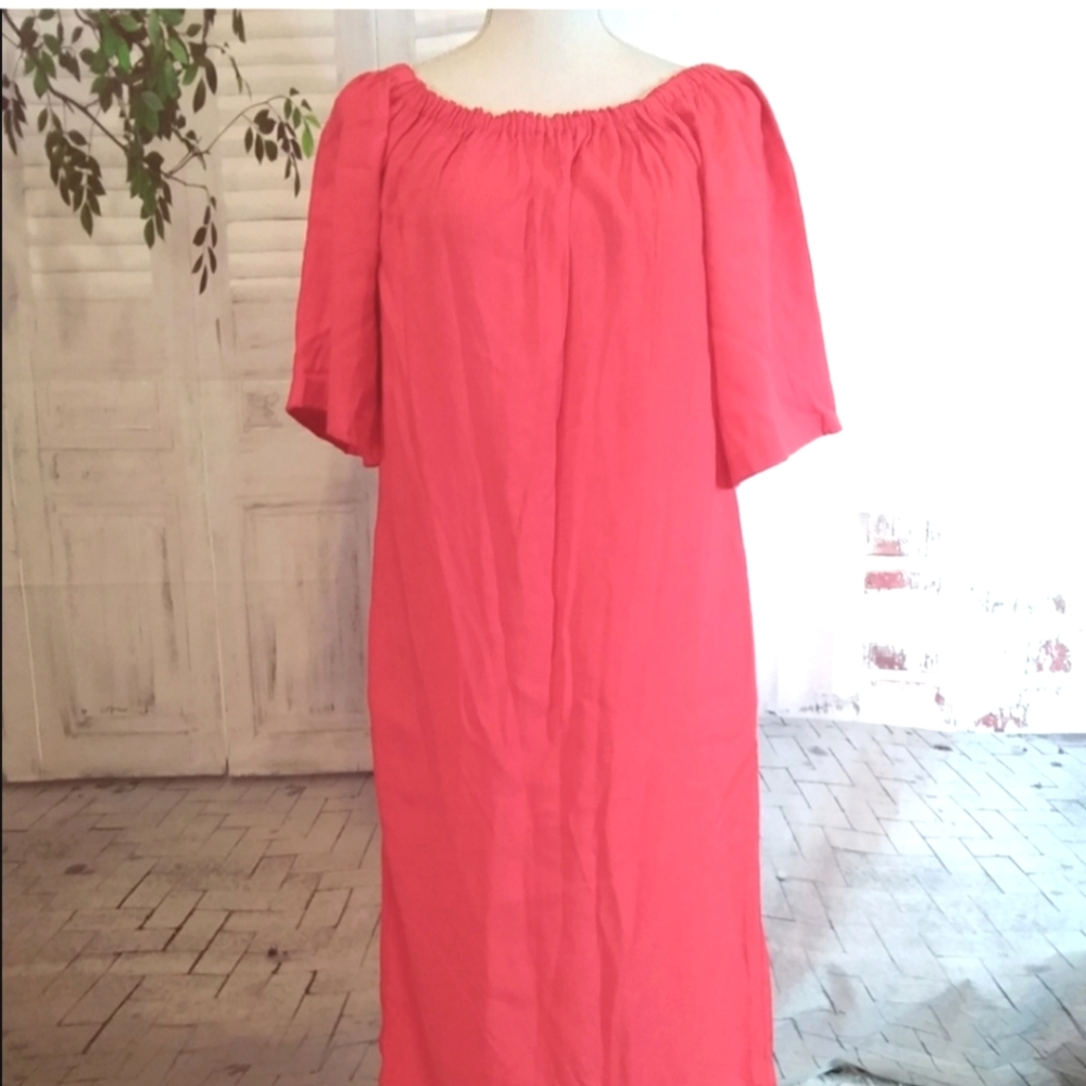 Etxart & Panno Pink Lounge Shift Midi Dress with Pockets Size S